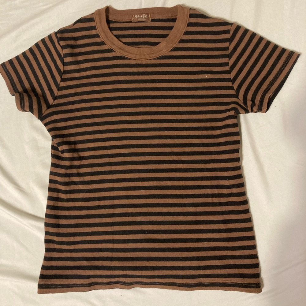 Brandy Melville crop top, brown and black stripes baby tee John Galt